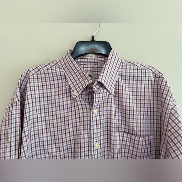 Peter Millar 100% Linen Sport Long Sleeved Button-Up Shirt, Purple/Tan, XL - Picture 6 of 6